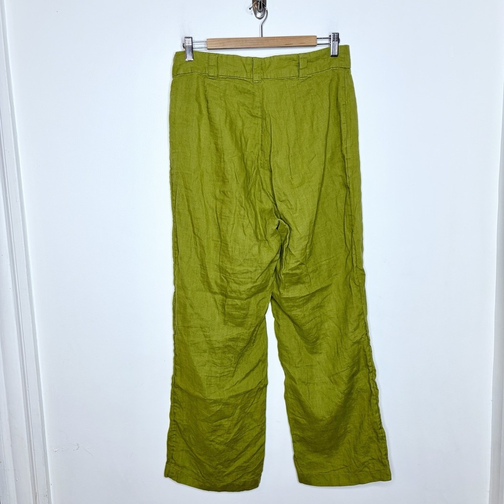 Nicole Miller Linen Pants Womens Size 10 High Rise Straight Leg Resort Coastal - Picture 5 of 6